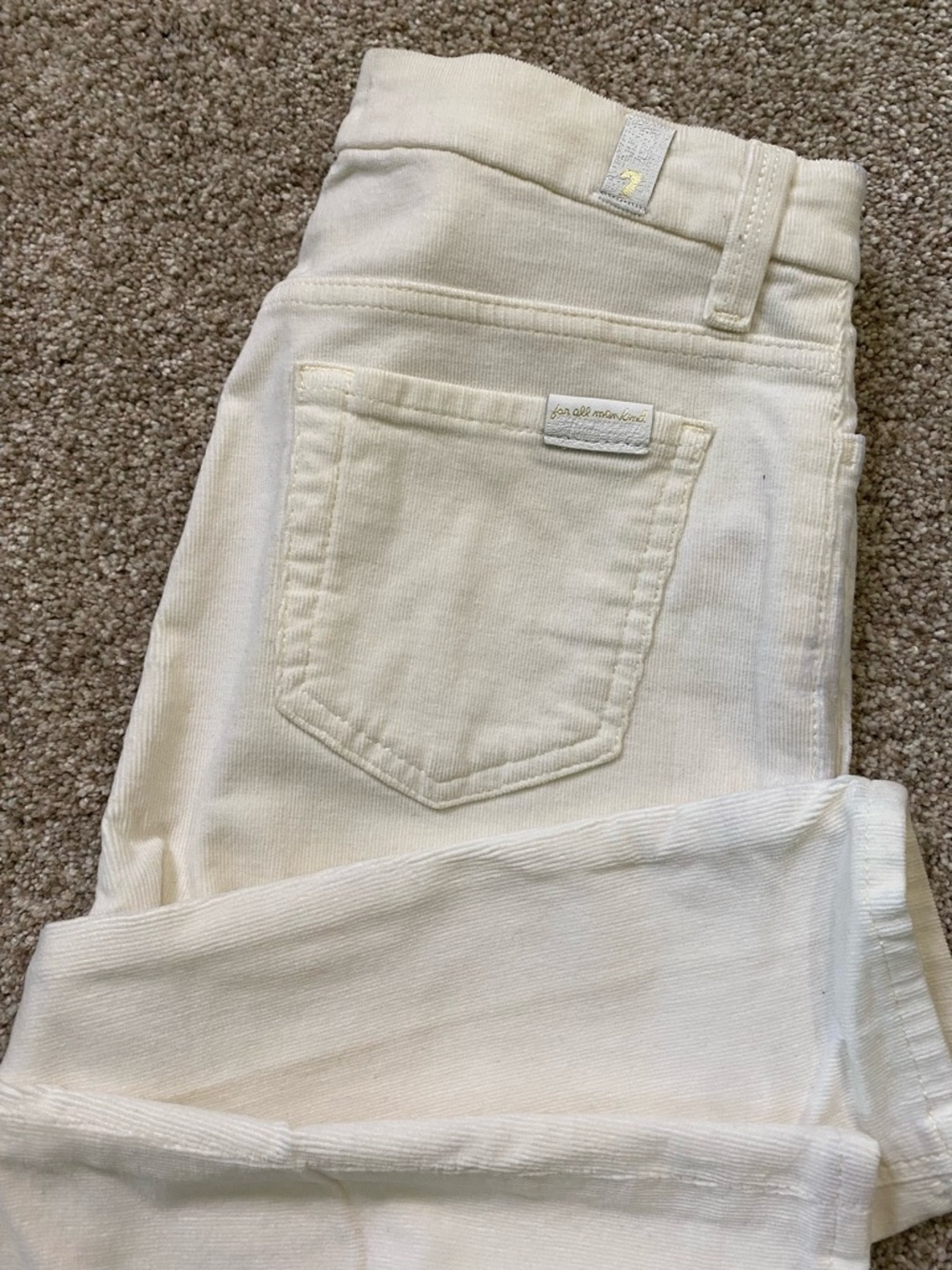 7 For All Mankind Women's Skinny Corduroy Pants in Off-White